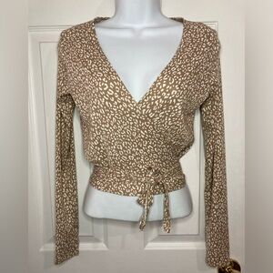 Cropped Leopard Tie Wrap Top